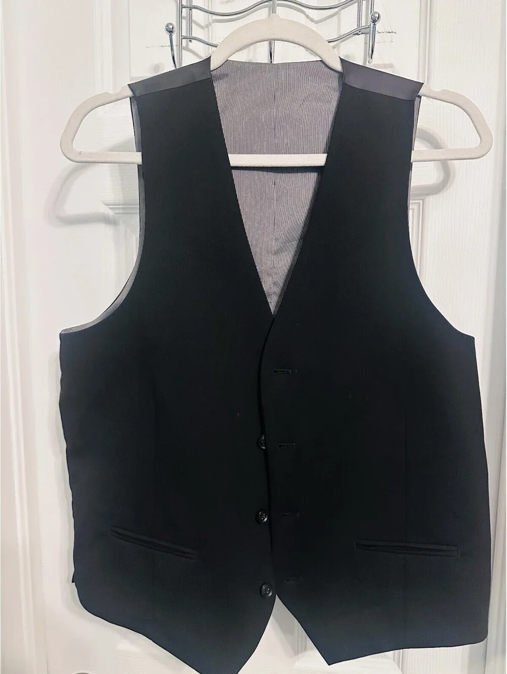 Alfani Mens Slim fit Button-Up Suit Vest Medium Black Solid